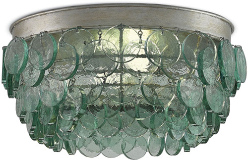Currey & Company 9999-0013 Braithwell Contemporary Silver Leaf LED Flush Mount Light Fixture