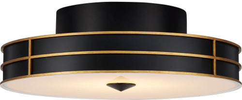 Currey & Company 9999-0071 Fielding Contemporary Satin Black / Contemporary Gold / Sugar White / White Overhead Light Fixture
