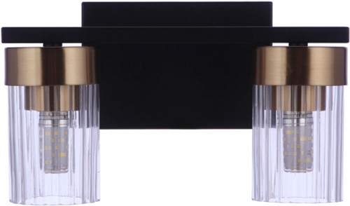 Craftmade 11811FBSB2 Bond Street Modern Flat Black / Satin Brass 2-Light Bath Lighting Fixture