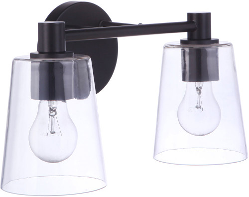 Craftmade 12615FB2 Emilio Modern Flat Black 2-Light Bath Light Fixture