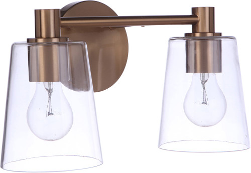 Craftmade 12615SB2 Emilio Contemporary Satin Brass 2-Light Lighting For Bathroom