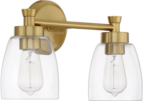 Craftmade 12716SB2 Henning Contemporary Satin Brass 2-Light Bathroom Lighting Sconce
