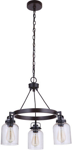 Craftmade 53623-FBDT Foxwood Flat Black / Dark Teak Mini Ceiling Chandelier