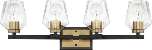 Craftmade 56904-FBSB Avante Grand Contemporary Flat Black / Satin Brass 4-Light Bathroom Lighting Sconce
