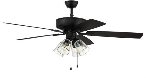 Craftmade P104FB5-52FBGW Pro Plus 104 Clear 4 Modern Flat Black 52" Home Ceiling Fan