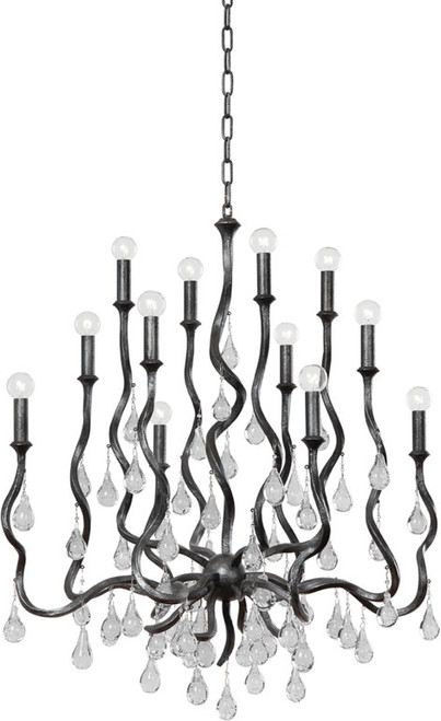 Corbett 414-34-BSL Aveline Contemporary Blackened Silver Leaf Ceiling Chandelier
