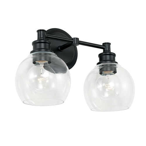 Capital Lighting 121121MB-426 Mid Century Modern Matte Black 2-Light Vanity Lighting