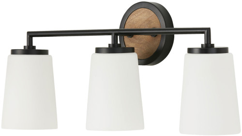 Capital Lighting 150831WK-546 Jonah Modern Light Wood and Matte Black 3-Light Bathroom Light