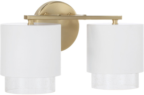 Capital Lighting 153021RE-549 Weller Modern Matte Brass and White 2-Light Bath Wall Sconce