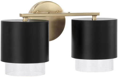 Capital Lighting 153021RK-549 Weller Contemporary Matte Brass and Black 2-Light Bathroom Lighting