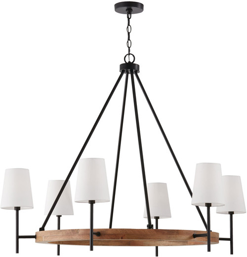 Capital Lighting 450861WK-709 Jonah Contemporary Light Wood and Matte Black Chandelier Lamp