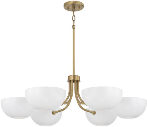 Capital Lighting 451461AW Reece Contemporary Aged Brass and White Chandelier Lamp