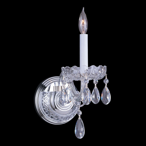 Crystorama 1031-CH-CL-MWP Traditional Crystal 9 Inch Tall Candle Sconce Lighting - Polished Chrome