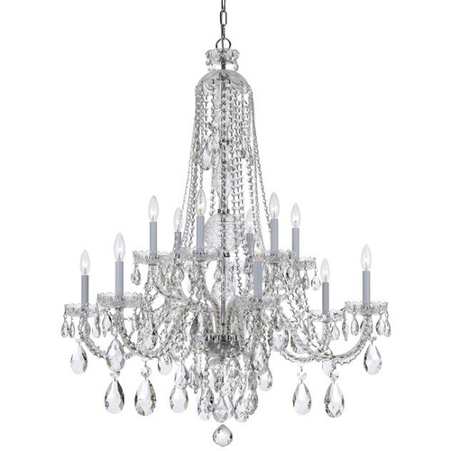 Crystorama 1112-CH-CL-MWP Traditional Crystal 12 Candle 36 Inch Diameter 40 Inch Tall Hanging Chandelier - Chrome