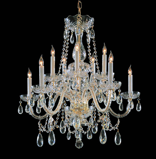 Crystorama 1130-PB-CL-MWP Traditional Crystal 24 Inch Tall Polished Brass 10 Candle Dining Chandelier