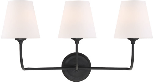 Crystorama 2443-OP-BF Sylvan Contemporary Black Forged 3-Light Bath Lighting