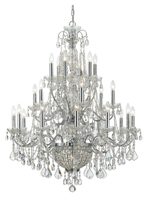 Crystorama 3229-CH-CL-MWP Imperial 24 Candle Large Polished Chrome Chandelier Light Fixture - 36 Inch Diameter