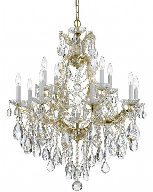 Crystorama 4413-GD-CL-SAQ Maria Theresa Gold 28" Chandelier Lamp