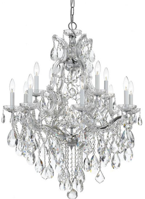 Crystorama 4413-CH-CL-SAQ Maria Theresa Polished Chrome 28" Chandelier Light