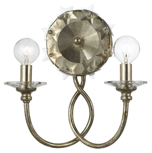 Crystorama 442-SA Willow 2 Lamp Transitional Antique Silver Finish Wall Lighting
