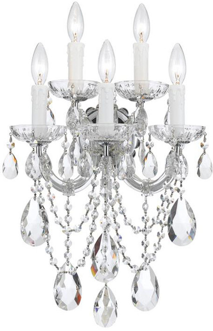 Crystorama 4425-CH-CL-SAQ Maria Theresa Polished Chrome Candle Wall Lighting