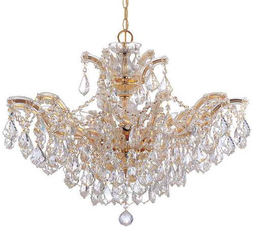 Crystorama 4439-GD-CL-SAQ Maria Theresa Gold 27" Convertible Lighting Chandelier / Ceiling Light Fixture