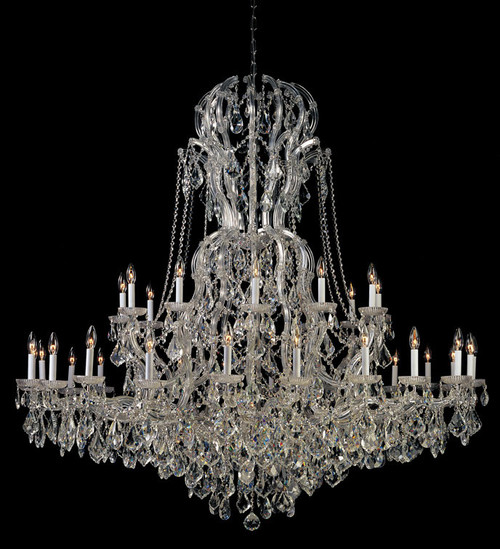 Crystorama 4460-CH-CL-MWP Maria Theresa Polished Chrome Extra Large 64 Inch Diameter 36 Candle Chandelier Lighting