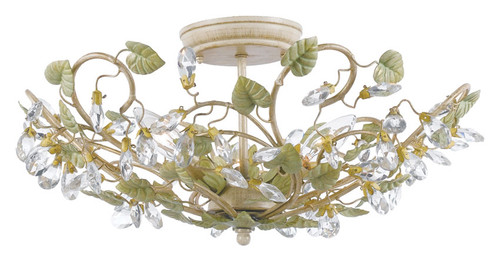 Crystorama 4840-CT Josie 3 Lamp Semi Flush Mount 20 Inch Diameter Rustic Ceiling Light