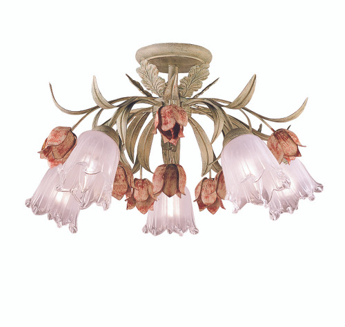 Crystorama 4800-SR Southport 22 inch rustic ceiling light in sage green and rose