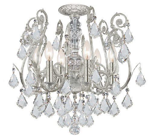 Crystorama 5115-OS-CL-MWP Regis Semi Flush Mount 6 Lamp Olde Silver Ceiling Light Fixture