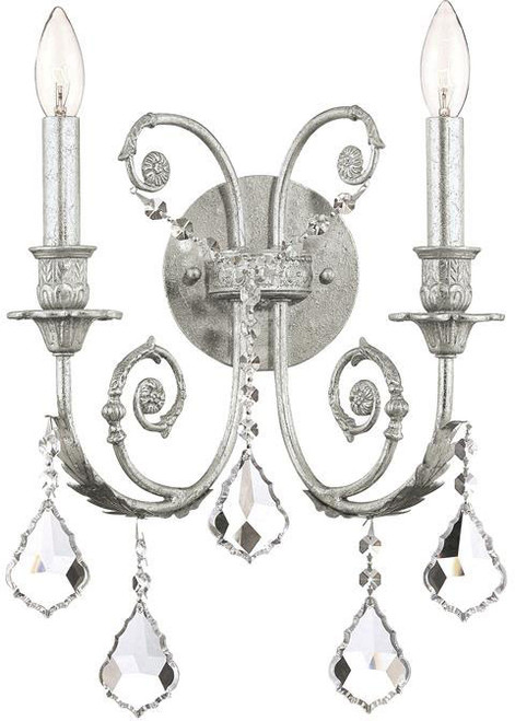 Crystorama 5112-OS-CL-SAQ Regis Olde Silver Candle Wall Lamp