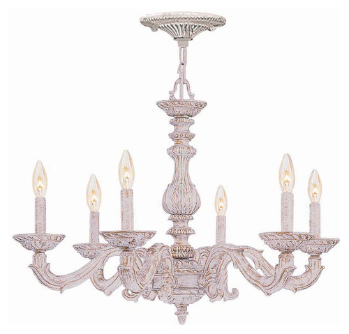 Crystorama 5126-AW Sutton Antique White 6 Candle Traditional Small Chandelier Lighting