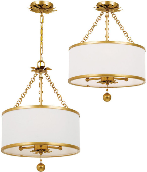 Crystorama 513-GA_CEILING Broche Modern Antique Gold Drum Lighting Pendant