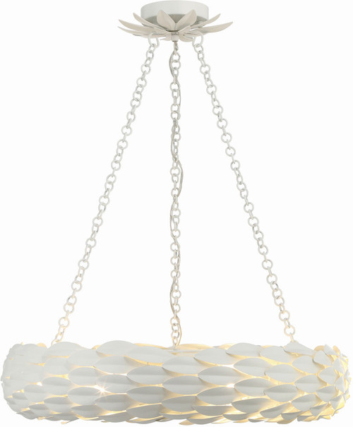 Crystorama 536-MT Broche Matte White Wagon Wheel Hanging Pendant Light