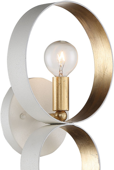 Crystorama 581-MT-GA Luna Matte White / Antique Gold Wall Mounted Lamp