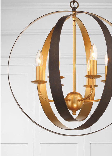 Crystorama 585-EB-GA Luna English Bronze / Antique Gold Chandelier Light