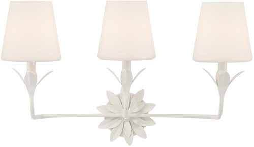 Crystorama 573-OP-MT Broche Matte White 3-Light Lighting For Bathroom