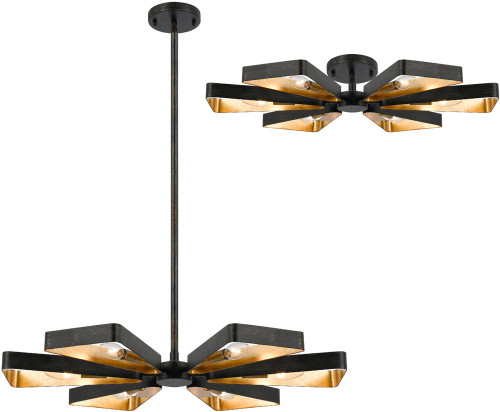 Crystorama 596-EB-GA Luna Modern English Bronze and Antique Gold Lighting Chandelier