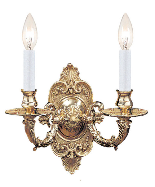 Crystorama 642-PB Arlington Traditional 2 Candle 10 Inch Wide Polished Brass Sconce Light