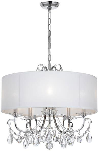 Crystorama 6625-CH-CL-MWP Othello Polished Chrome Drum Drop Ceiling Light Fixture