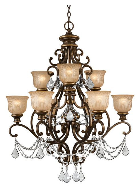 Crystorama 7509-BU-CL-MWP Norwalk Medium 9 Lamp Bronze Umber Clear Crystal Traditional Chandelier Lamp