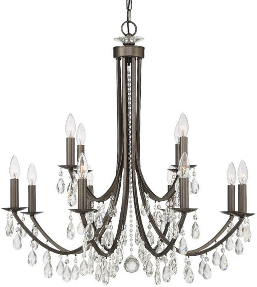 Crystorama 8829-VZ-CL-SAQ Bridgehampton Vibrant Bronze 32" Chandelier Lighting