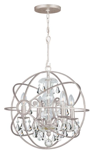 Crystorama 9025-OS-CL-MWP Solaris Small Olde Silver Clear Crystal Ball Cage Drop Lighting