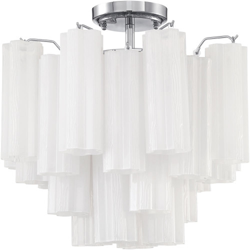 Crystorama ADD-300-CH-WH_CEILING Addis Contemporary Polished Chrome Flush Mount Light Fixture
