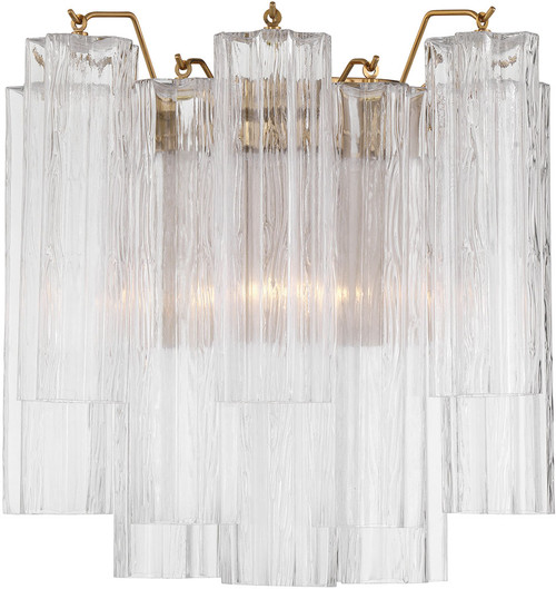 Crystorama ADD-303-AG-CL Addis Modern Aged Brass Wall Sconce Lighting