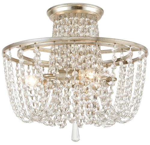 Crystorama ARC-1900-SA-CL-MWP Arcadia Antique Silver Flush Mount Light Fixture