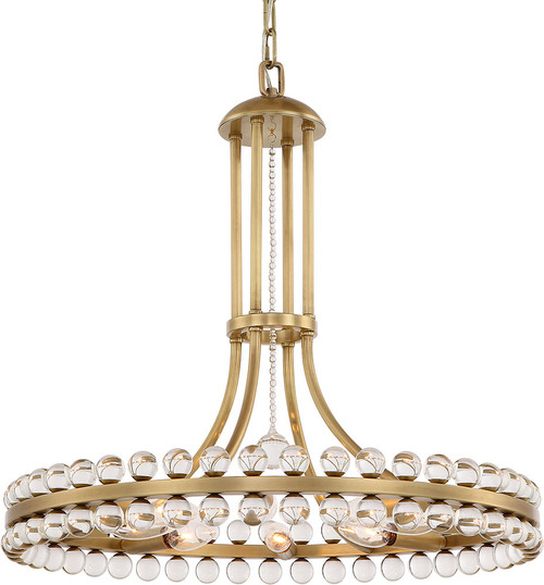 Crystorama CLO-8898-AG Clover Aged Brass 22.5" Chandelier Light