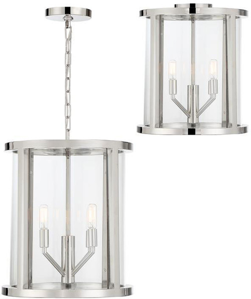 Crystorama DEV-B8004-PN Devon Contemporary Polished Nickel 14" Convertible Drop Lighting / Ceiling Light Fixture
