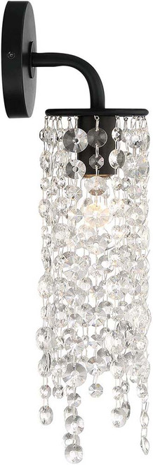 Crystorama GAB-B7311-MK Gabrielle Crystal Matte Black Lighting Wall Sconce