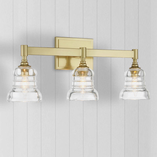 Crystorama GRG-1043-AG Gregory Modern Aged Brass 3-Light Bathroom Wall Sconce